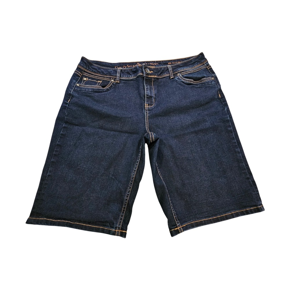 Simply Vera Vera‎ Wang Womens Boyfriend Shorts Dark Indigo Denim Size 16 Stretch